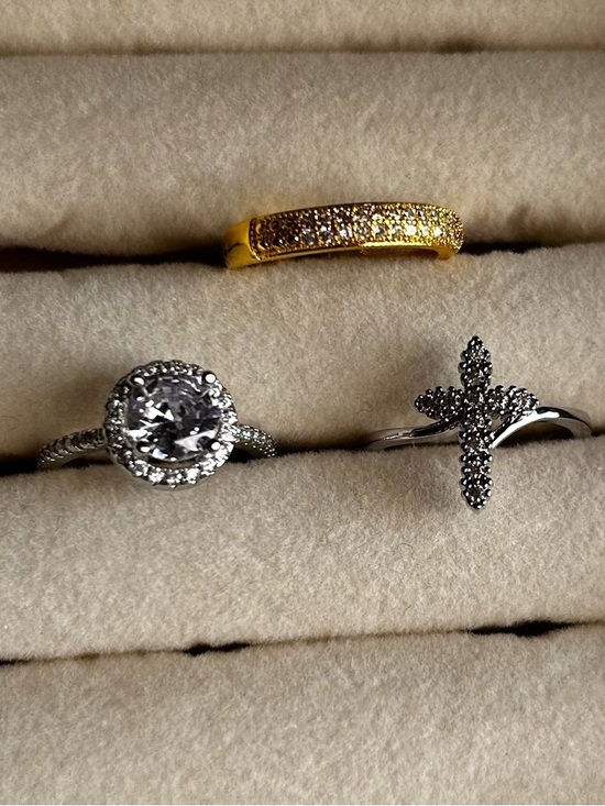 Jewelry - Gold and Silver Pave Rings Bundle - 3 for $20